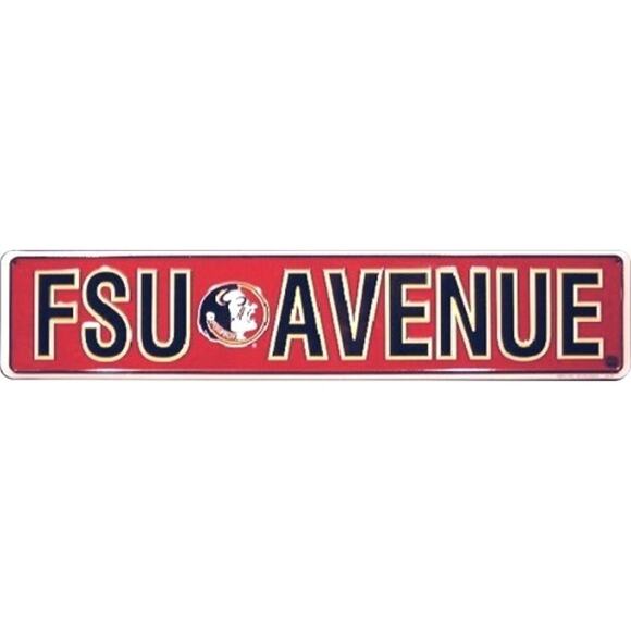 NCAA Florida State Ave Metal Street Sign 24" X 5" S Wall Seminoles Art New FSU - Picture 2 of 3